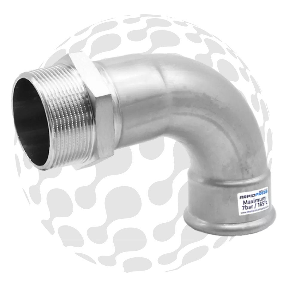 RapidPress Steam Male BSP Bend 90°